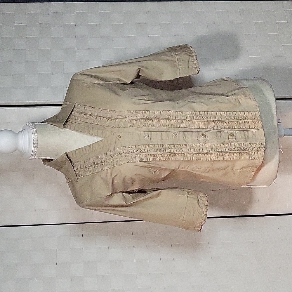 Millenium Size S- Women's Beige Ruffled Button Down Blouse